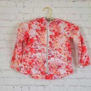 Zara Girls Bright Floral Orange Pink Lightweight Wind Breaker Jacket Size 3/4